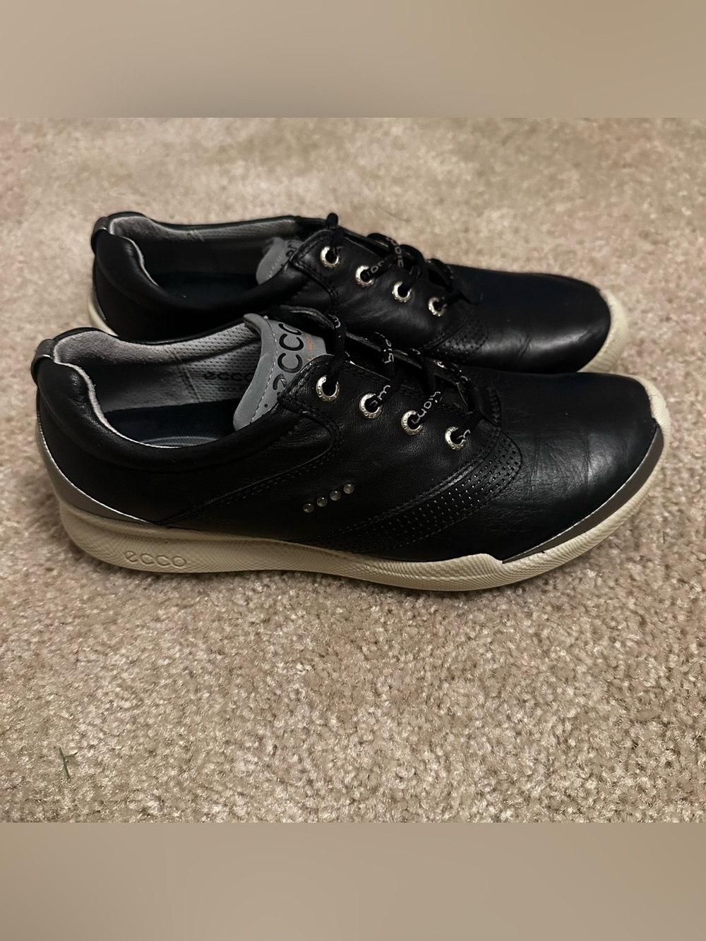 Ecco Biom Hybrid Shoes Womens 9-9.5 40 Black Yak Leather Golf Spikeless Comfort - Picture 3 of 8